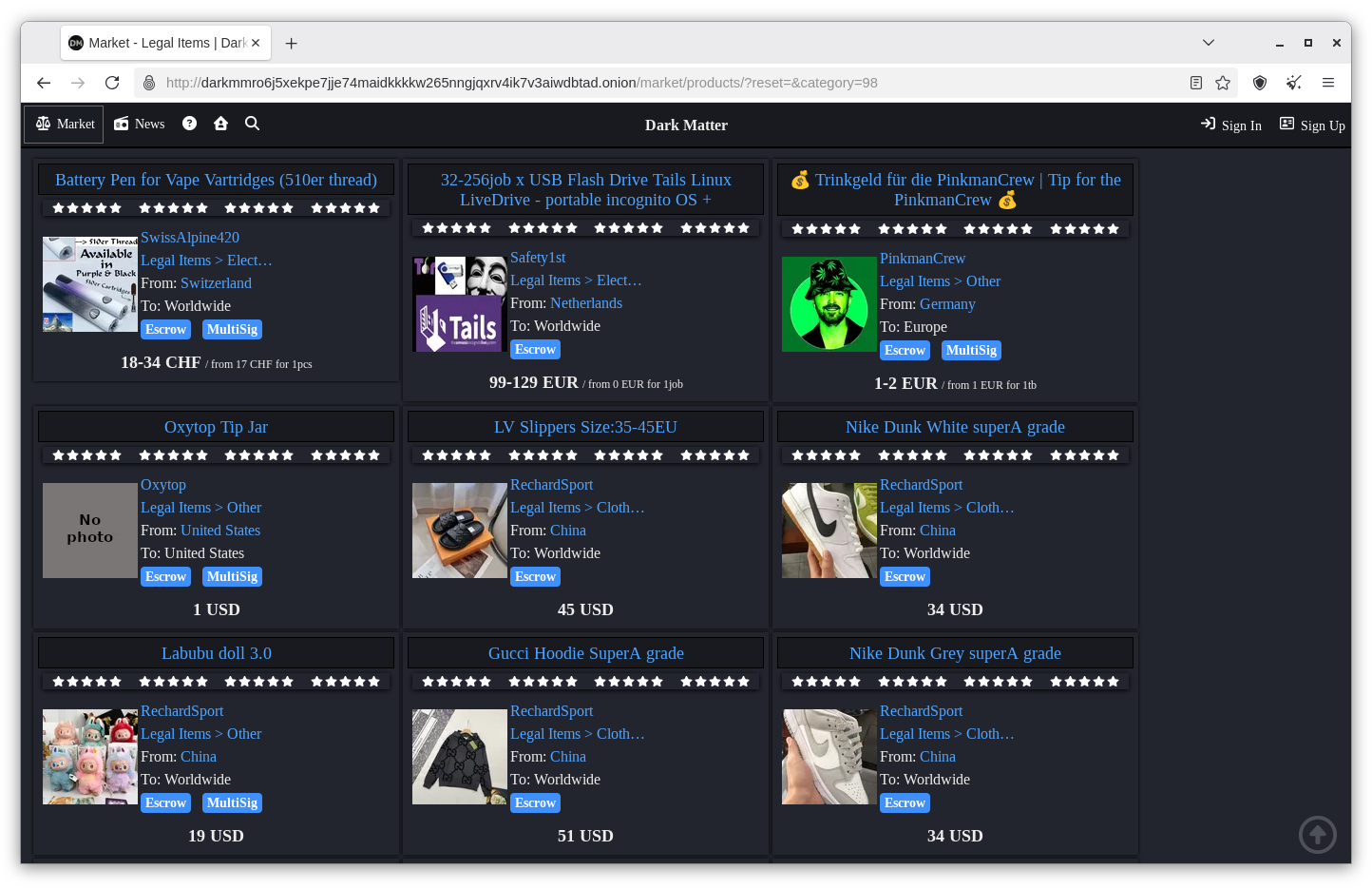 Dark Matter Onion Service