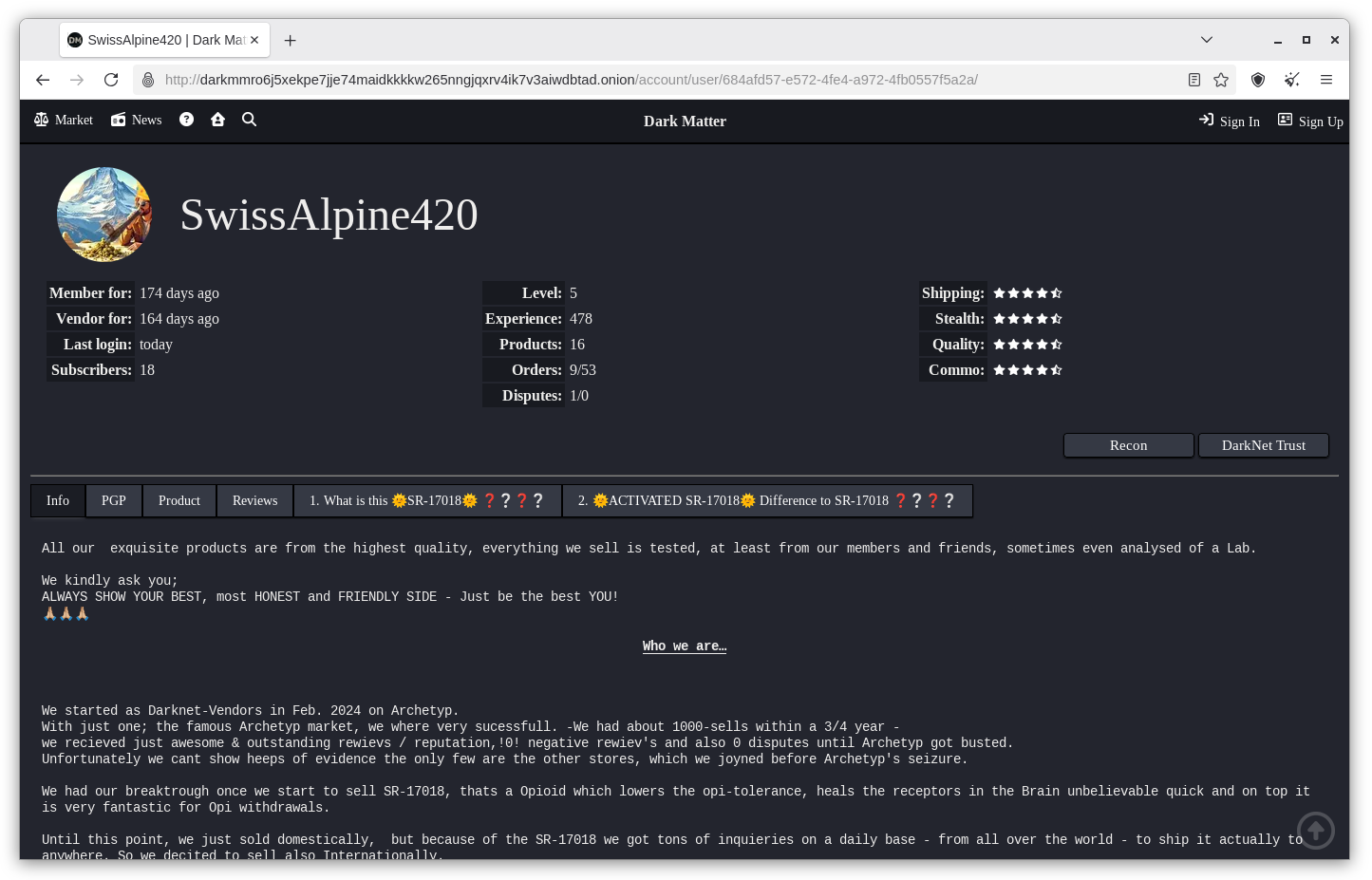 Dark Matter Onion Service