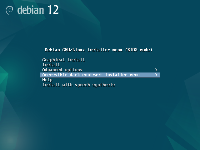 Debian 12 installation terminal screeshot