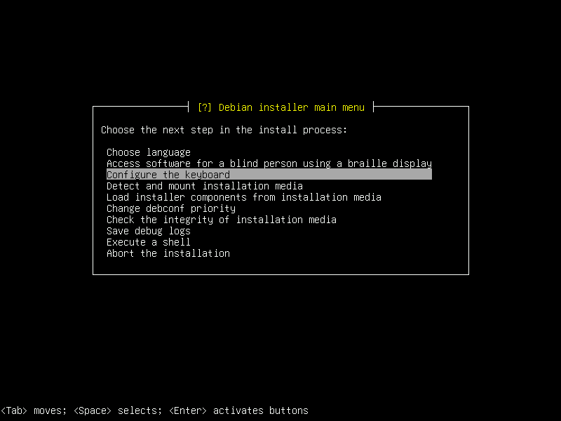 Debian 12 installation terminal screeshot