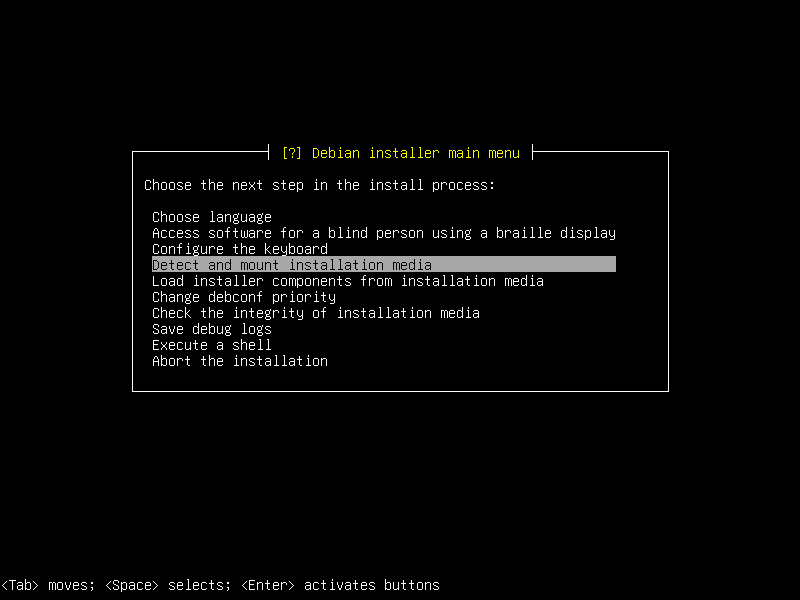 Debian 12 installation terminal screeshot