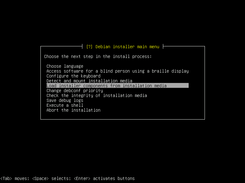 Debian 12 installation terminal screeshot