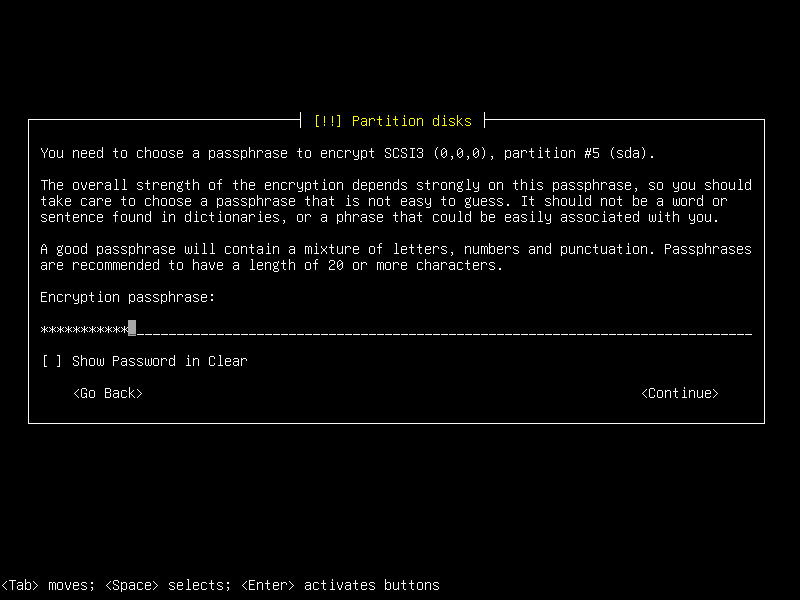 Debian 12 installation terminal screeshot