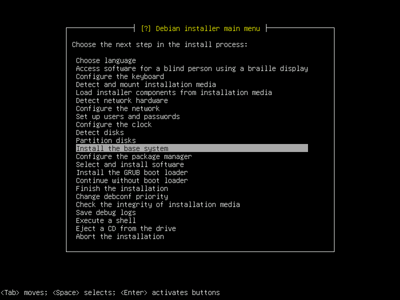 Debian 12 installation terminal screeshot
