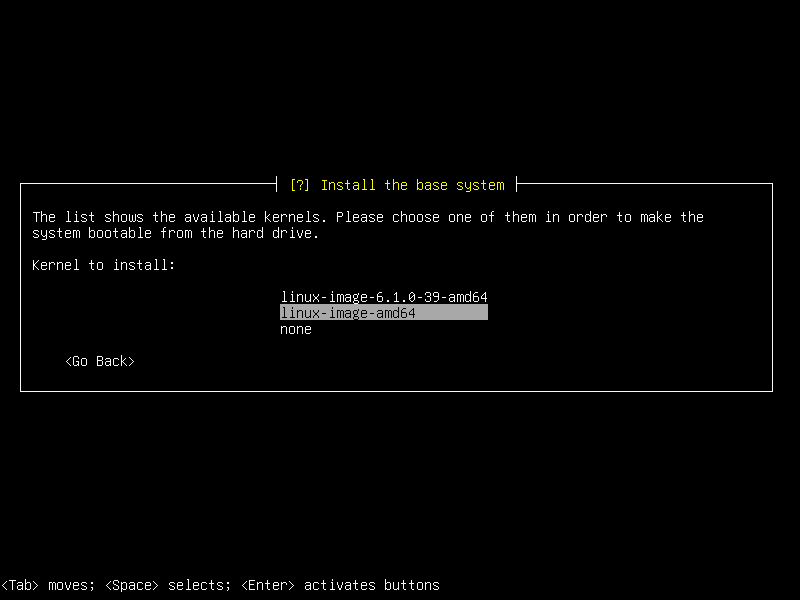 Debian 12 installation terminal screeshot
