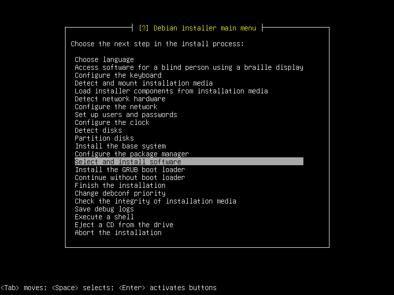 Debian 12 installation terminal screeshot