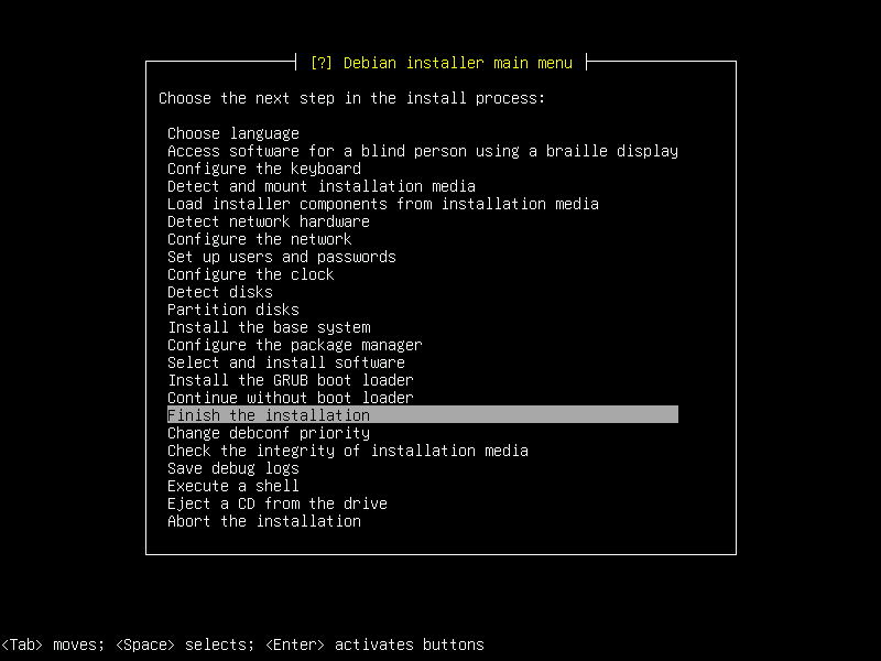 Debian 12 installation terminal screeshot