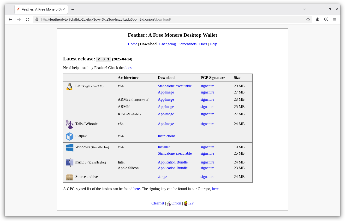 Featherwallet Website
